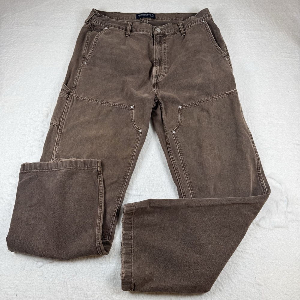 Abercrombie & Fitch Jeans Mens Size 36x33 Brown Baggy Carpenter Denim Workwear
